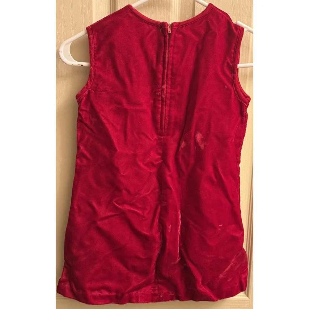 Vintage‎ 1960s Red Velvet Girls Dress. Size 5